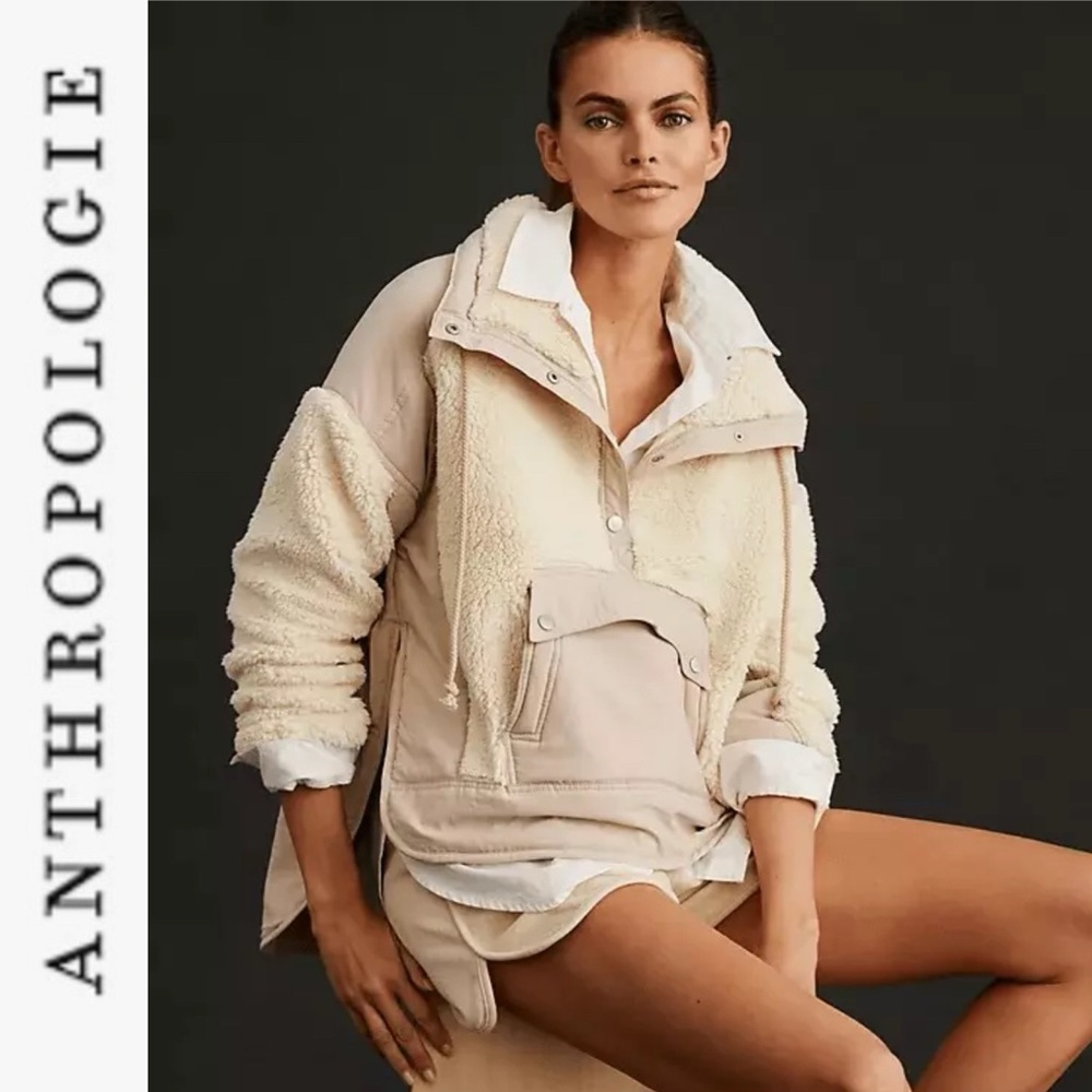 FINAL Last DAY Anthropologie Daily Practice Cream Long Sleeve Sherpa Jacket s - Picture 1 of 14